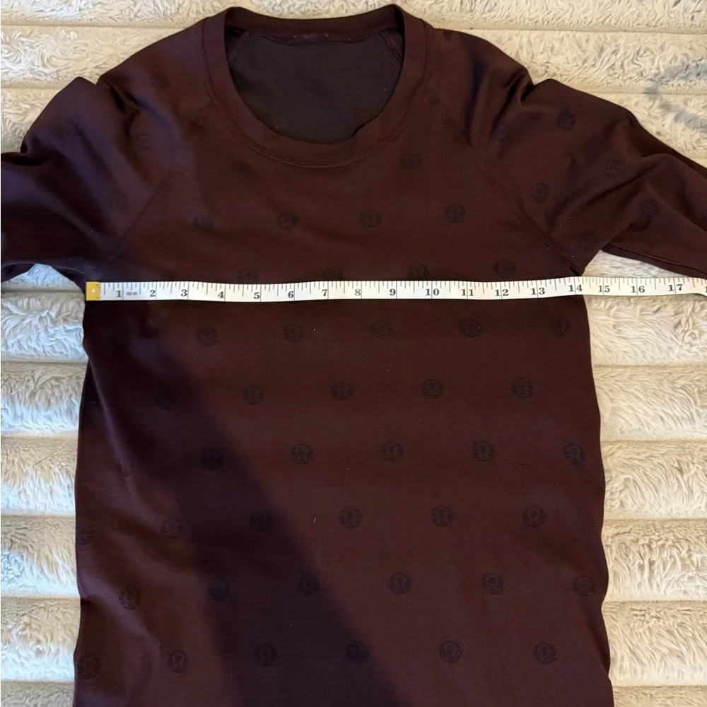 Lululemon Burgundy Logo-Print Long Sleeve Top – Size 6 - Picture 5 of 6